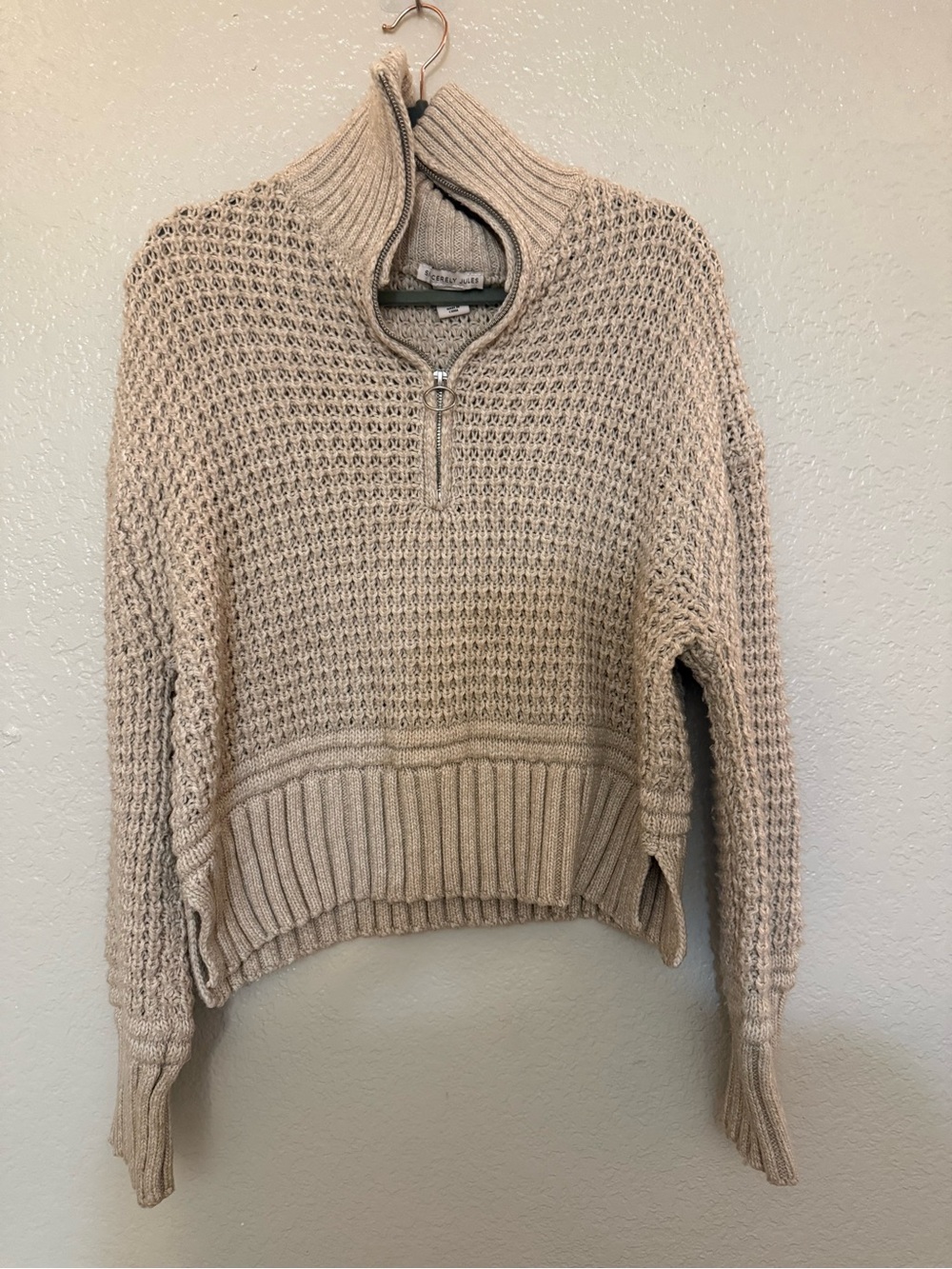 Sincerely Jules Cream Chunky Knit Zip Cardigan